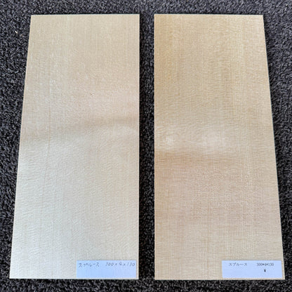 スプルース楽器材 ギター トップ用 スプルース 長さ300mm×厚み4mm×巾130mm